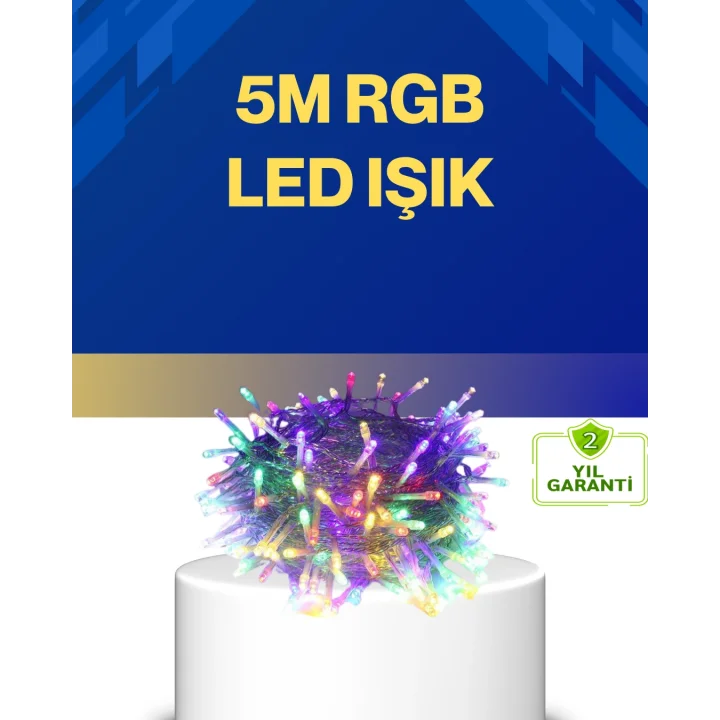 Mey İthalat® Dekoratif Peri Led 5 m 50 Ampullü Şeffaf Kablo Aydınlatma