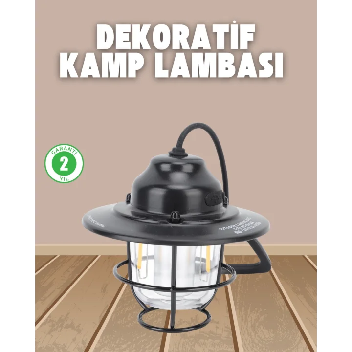 Mey İthalat® Dekoratif ve Fonksiyonel Taşınabilir Kamp Gece Lambası