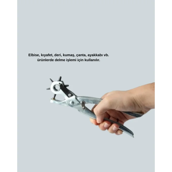 Mey İthalat® Deride Kemer Çanta Ayakkabı Delme Pensesi 6 Uçlu Döner Başlıklı Tamir Aleti