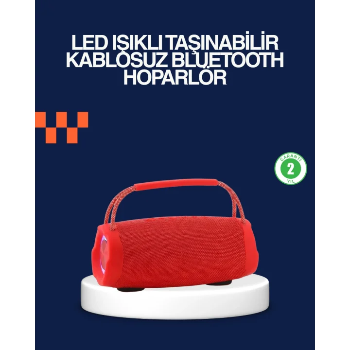 Mey İthalat® Derin Baslı Çift Hoparlörlü Taşınabilir Kablosuz Hoparlör