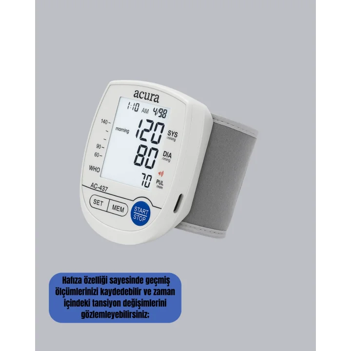 Mey İthalat® Dijital Bilek Tansiyon Aleti Çift Güç Kaynaklı HD Ekranlı