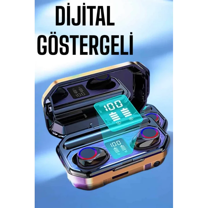 Mey İthalat® Dijital Göstergeli Bluetooth Bağlantılı Kulaklık Dokunmatik Kontrol