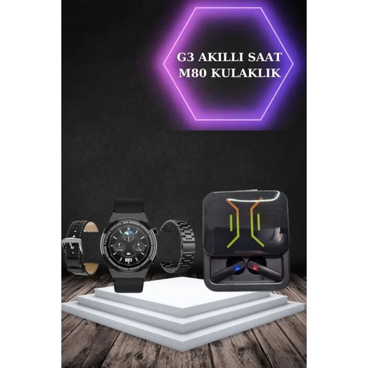 Mey İthalat® Dijital Göstergeli Bluetooth Kulaklık ve Bildirim Görebilen Akıllı Saat Alarm ve Titreşim