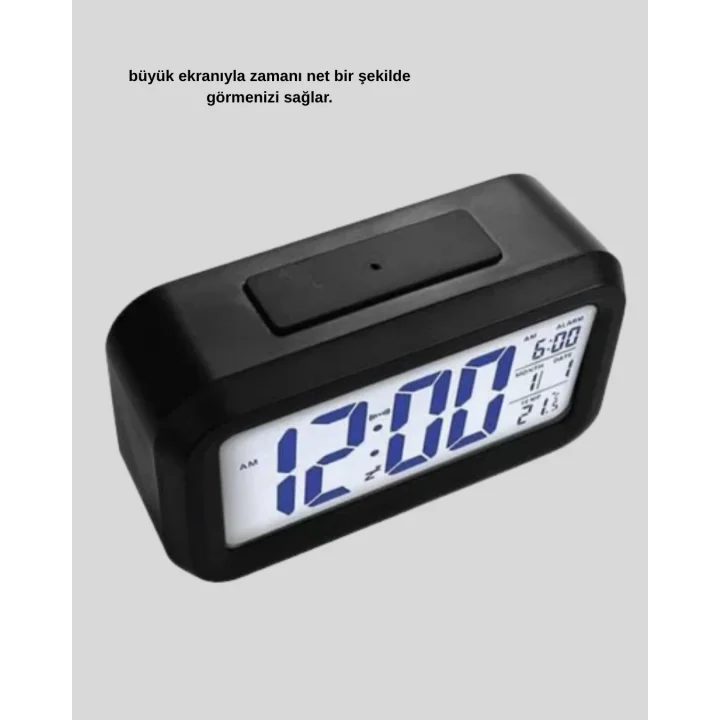 Mey İthalat® Dijital Masa Saati Sensörlü Aydınlatmalı Alarm ve Sıcaklık Ölçerli