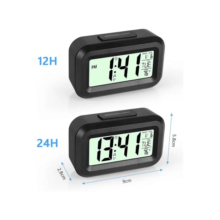 Mey İthalat® Dijital Masa Saati Termometreli Takvim Çalar Saat Led Ekran Pilli