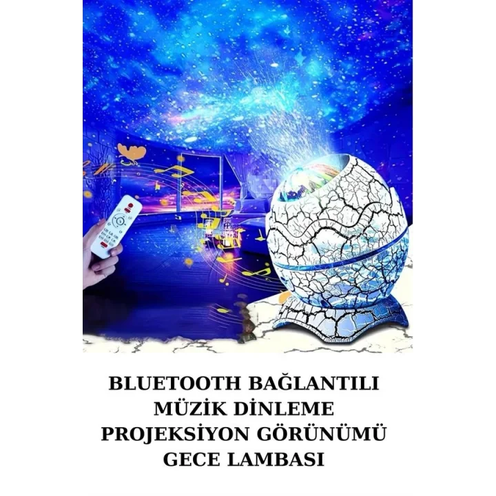 Mey İthalat® Dinozor Yumurtası Gece Masa Lambası Bluetooth Hoparlör 14 Renk Seçeneği