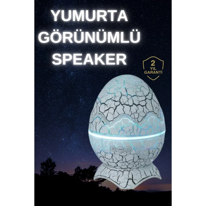 Mey İthalat® Dinozor Yumurtası Gece Masa Lambası Bluetooth Hoparlör 14 Renk Seçeneği