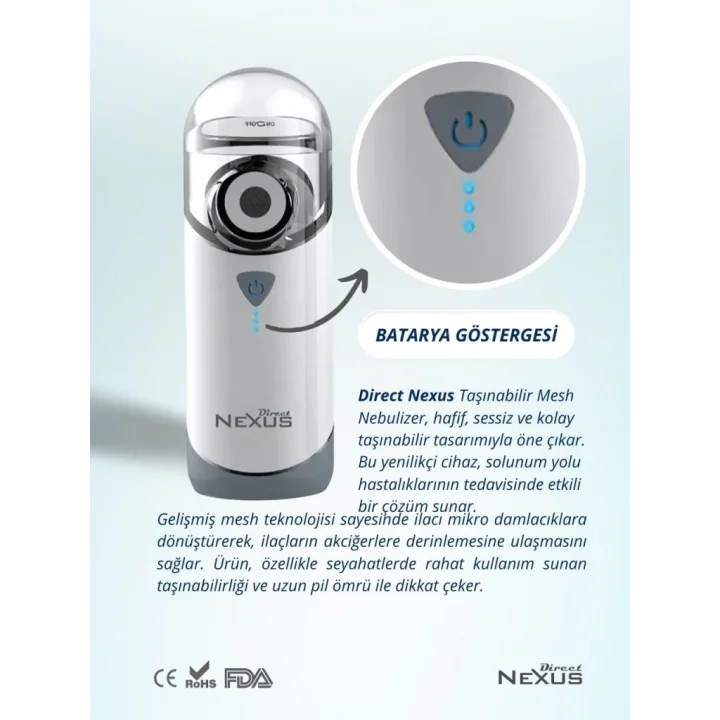 Mey İthalat® Nexus Taşınabilir Mesh Hava Makinesi Nebulizatör