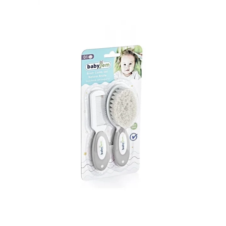 Mey İthalat®  Doğal Kıl Fırça Tarak Seti 519 Gri