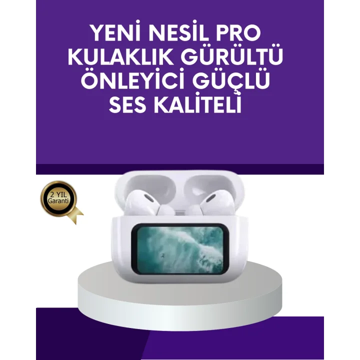 Mey İthalat® Dokunmatik Ekranlı Bluetooth Kulaklık ANC Gürültü Önleme Suya Dayanıklı