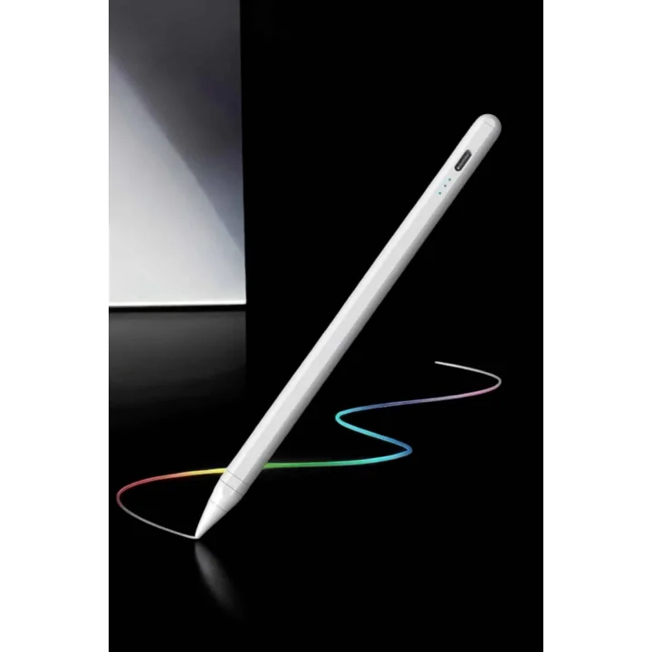 Mey İthalat® Dokunmatik Kalem Beyaz Şarjlı Yedek Uçlu Android ve İOS Uyumlu
