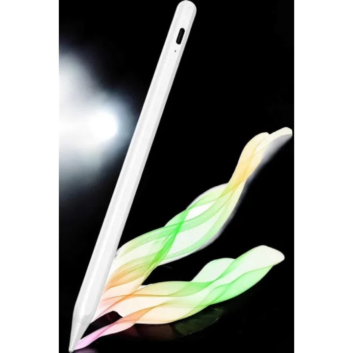 Mey İthalat® Dokunmatik Kalem Beyaz Şarjlı Yedek Uçlu Android ve İOS Uyumlu