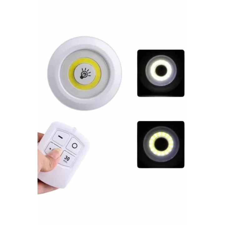 Mey İthalat® Dolap Işığı Mutfak Rafı Işığı Uzaktan Kumandalı 3 Lü Spot Led Lamba