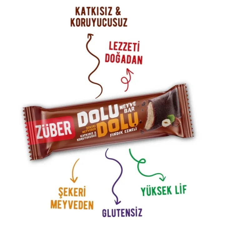 Mey İthalat®   Dolu Dolu Fındık Ezme Meyve Bar 30 Gr