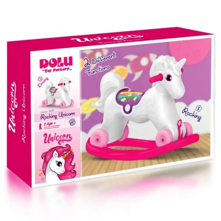 Mey İthalat®  Dolu Unicorn Sallanan Tekerlekli At