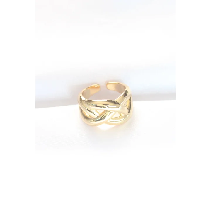 Mey İthalat® Düğüm Model Gold Renk Ayarlanabilir Yüzük