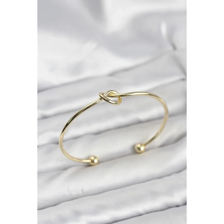 Mey İthalat® Düğüm Model Pirinç Gold Renk Kadın Bileklik