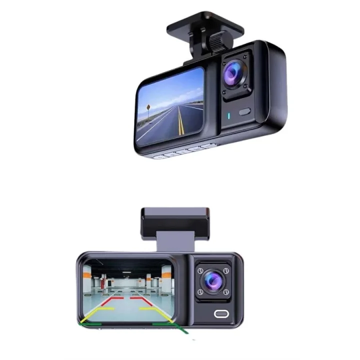 Mey İthalat® DVR Araç İçi Kamera Ön ve İç Kamera 2 İnç Ekranlı Çift Kamera