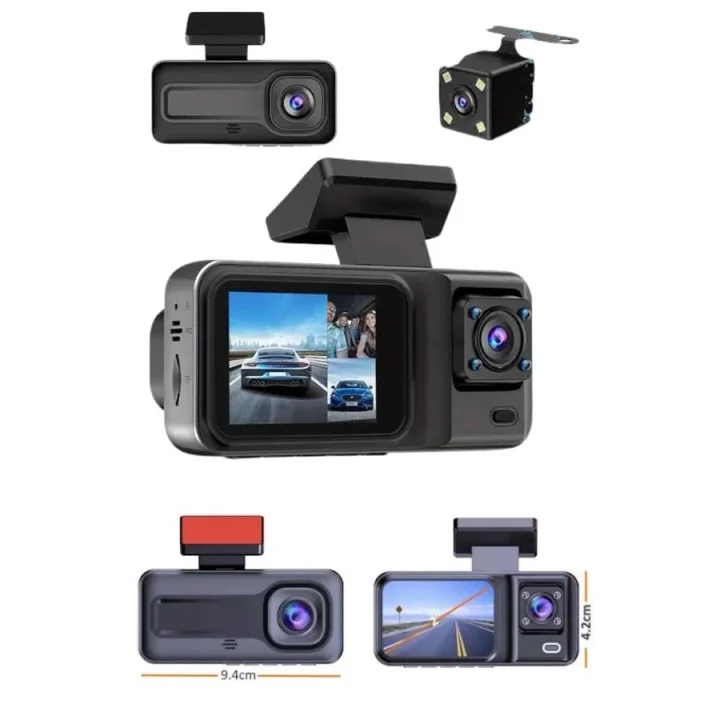 Mey İthalat® DVR Araç İçi Kamera Ön ve İç Kamera 2 İnç Ekranlı Çift Kamera