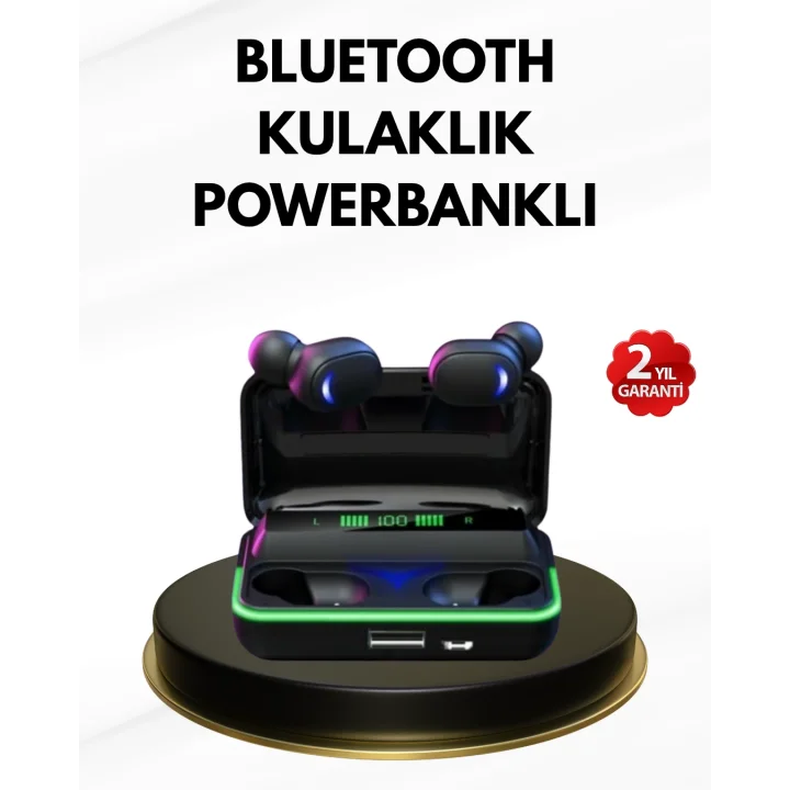 Mey İthalat® E10 Kablosuz Bluetooth Kulaklık – 3D Ses, Powerbank Şarj Kutusu