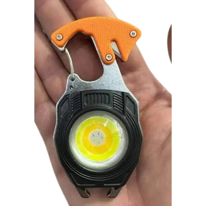 Mey İthalat® El Feneri LED Anahtarlık Çok Fonksiyonlu Mini Çakmak Özellikli