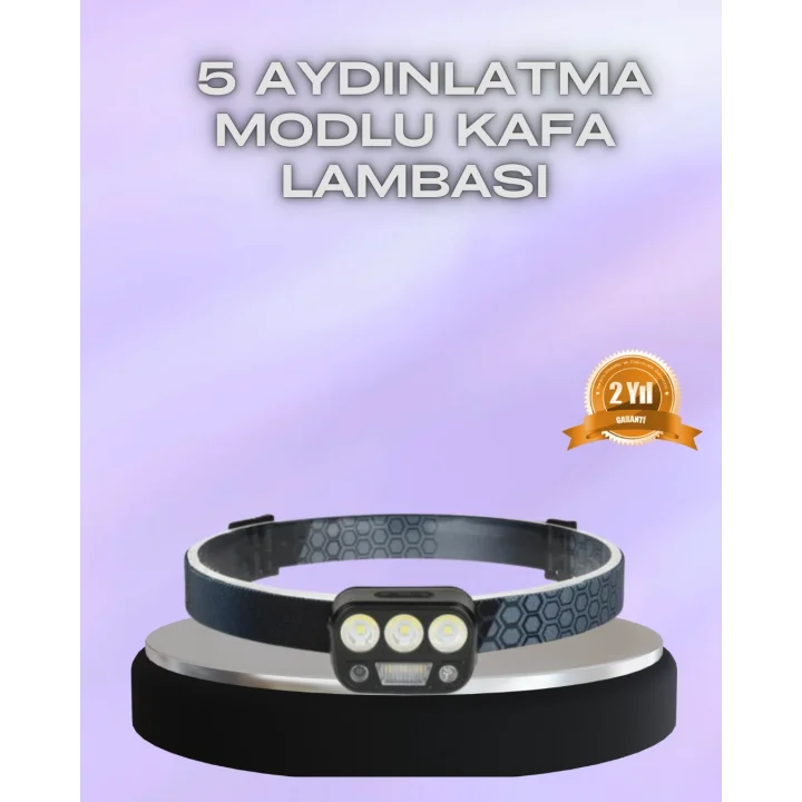 Mey İthalat® El Hareket Sensörlü LED Kafa Feneri 5 Mod Ayarlanabilir