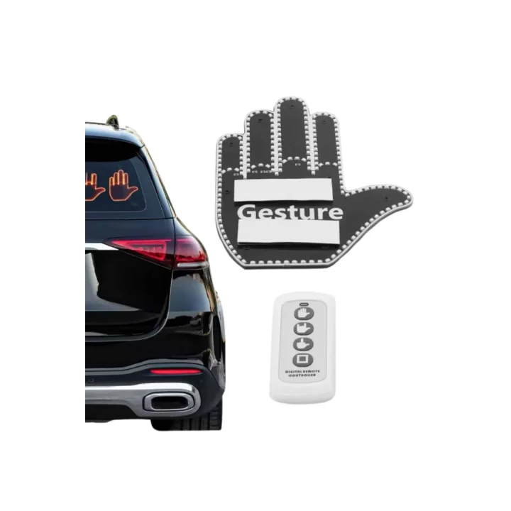 Mey İthalat® El Orta Parmak Led Kumandalı Araç İçi Reflektör Arka Cam El Simgesi