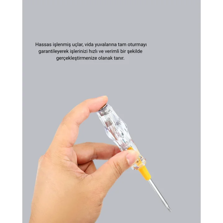 Mey İthalat® Elektrik Test Kalemi Neon Işıklı Nikel Kaplama 110-220V Dirençli