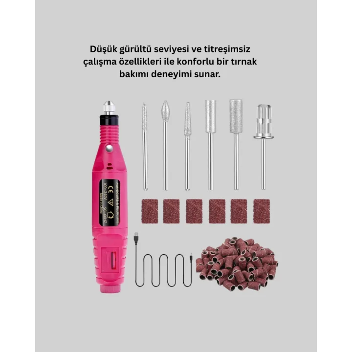 Mey İthalat® Elektrikli Manikür Pedikür Törpü Seti 6 Başlıklı