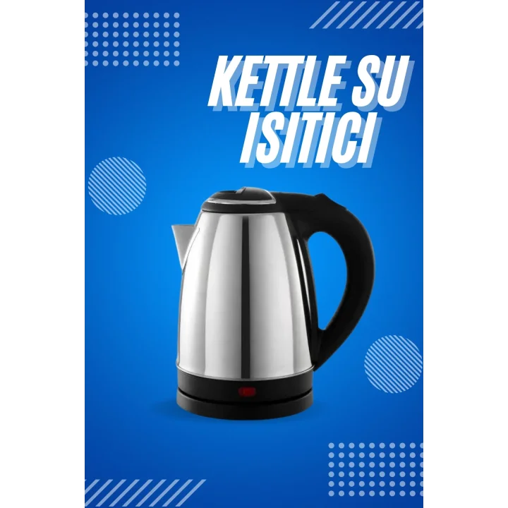 Mey İthalat® Elektrikli Paslanmaz Çelik Su Isıtcı Çelik Kettle 1.8 Lt. Uzun Ömürlü