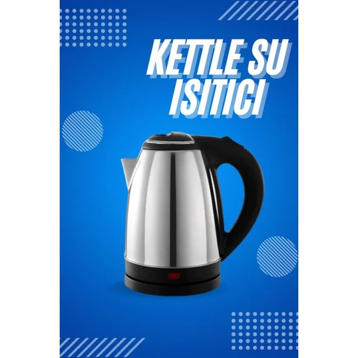 Mey İthalat® Elektrikli Paslanmaz Çelik Su Isıtcı Çelik Kettle 1.8 Lt. Uzun Ömürlü