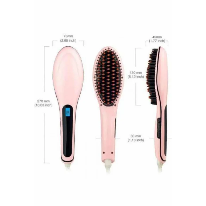 Mey İthalat® Elektrikli Saç Düzleştirici Tarak Saç Düzleştirici Fırça Sıkı Dişli Pembe