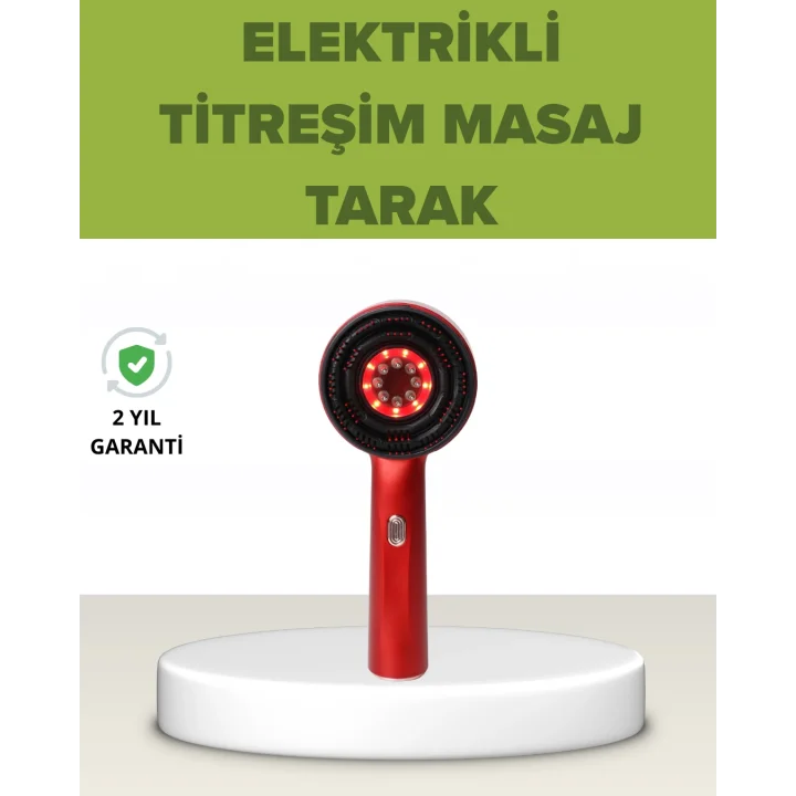 Mey İthalat® Elektrikli Titreşim Masaj Tarak Kırmızı Işık Terapi