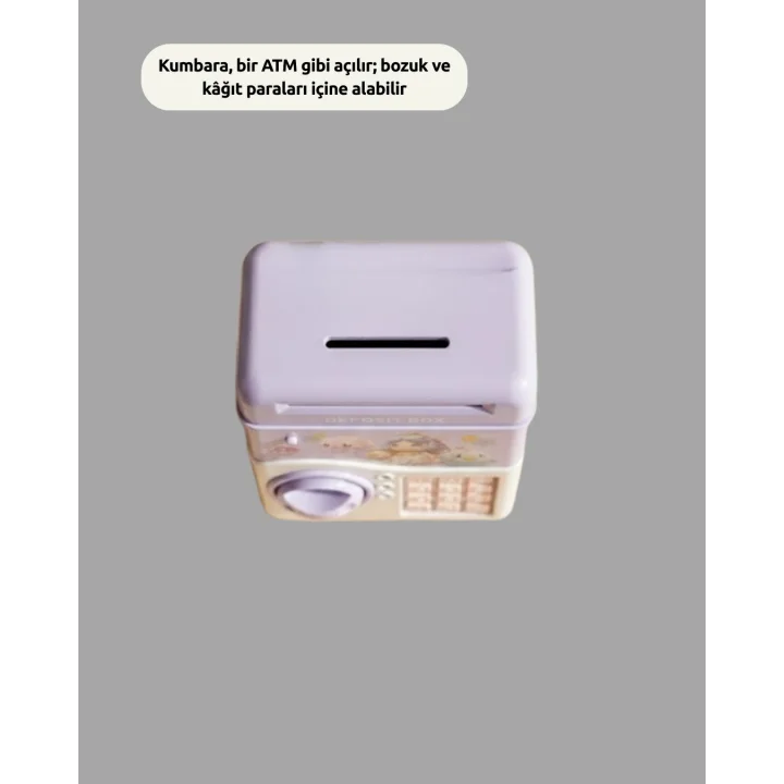 Mey İthalat® Elektronik Şifreli ATM Görünümlü Çocuk Kumbarası Mor