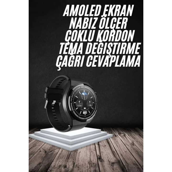 Mey İthalat® En Çok Tercih Edilen Akıllı Saat Amoled Ekran Nabız Sensörü GPS Uyumlu Adımsayar