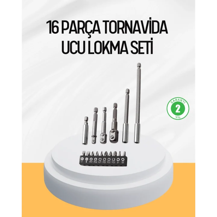 Mey İthalat® Ergonomik 16 Parça Bits Tornavida Uç ve Adaptör Seti