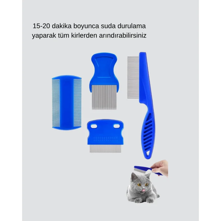 Mey İthalat® Evcil Hayvan Tüy Bakım Seti – 4’lü Paslanmaz Çelik ve Eco Plastik, Kolay Temizlenebilir ve Dayanıklı