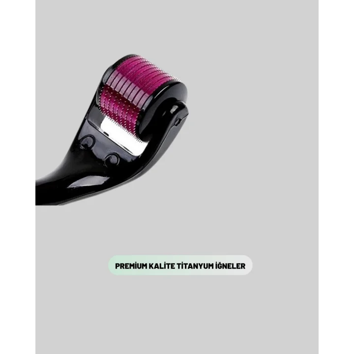 Mey İthalat® Evde Güvenli Kullanım İçin Titanyum Derma Roller – Siyah Saplı