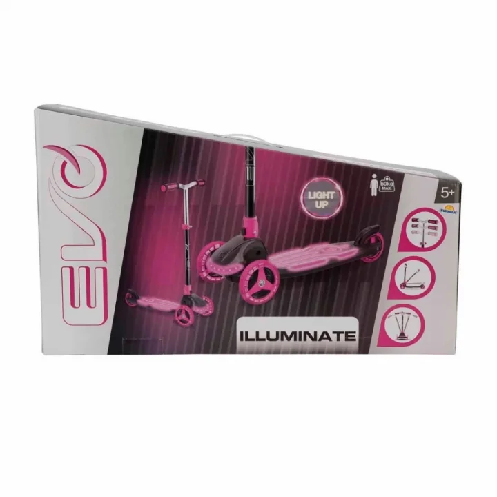 Mey İthalat® 3 Tekerlekli Katlanabilir Işıklı Pembe Scooter