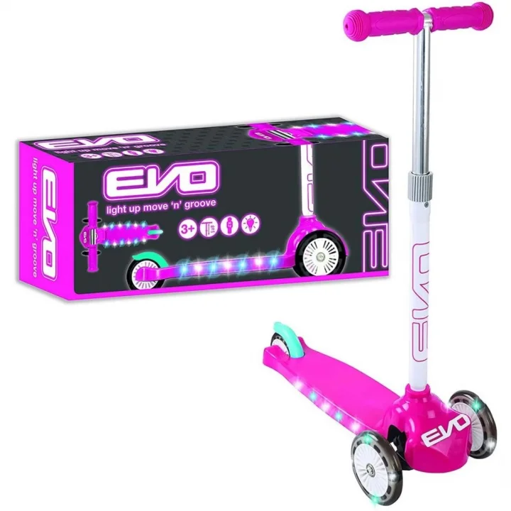 Mey İthalat® Işıklı Move N Groove Pembe Üç Tekerlekli Scooter