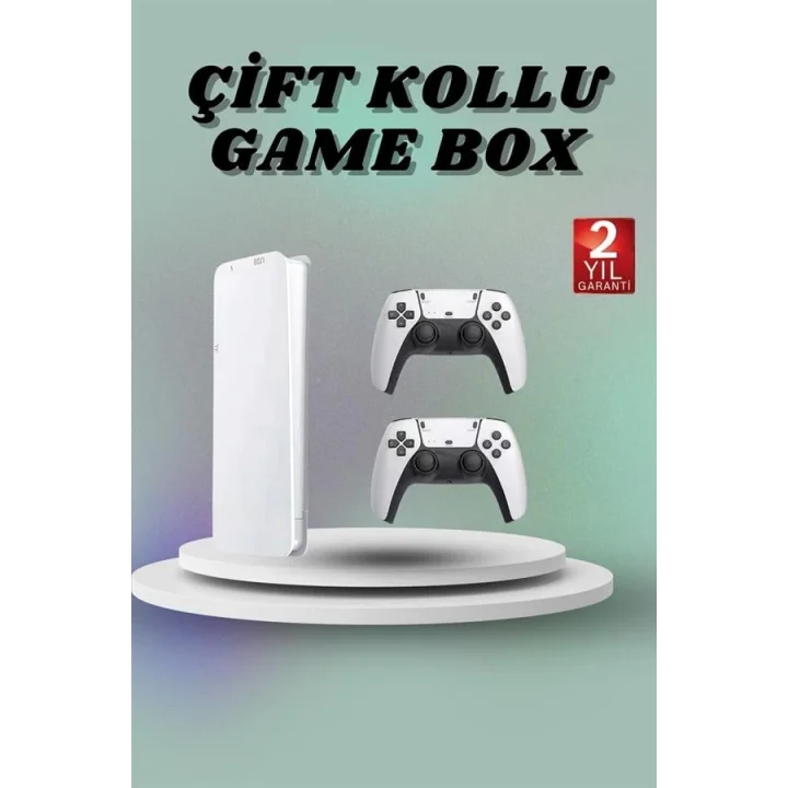 Mey İthalat® Game Box 3D Çift Oyun Kollu 4K HD Ekran 20000den Fazla Oyun Seçeneği 2.4G Kablosuz