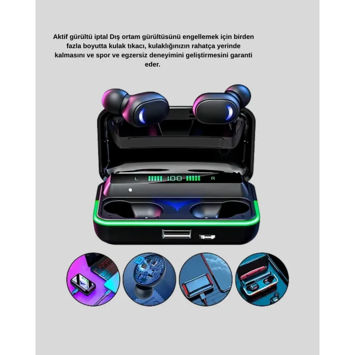 Mey İthalat® Gaming Bluetooth Kulaklık 800mAh Powerbank Düşük Gecikmeli