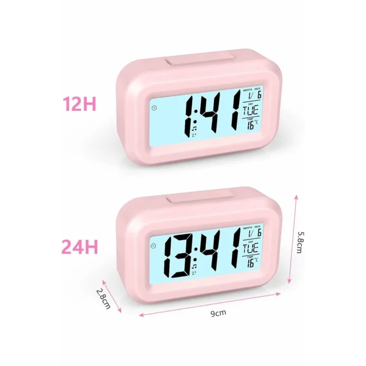 Mey İthalat® Gece Dijital Masa Saati Dijital Alarmlı Led Ekran Pilli Çalar Saat