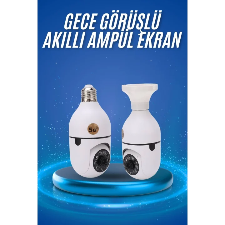 Mey İthalat® Gece Görüşlü Akıllı Dönebilen Ev Kamerası Ampül Kamera