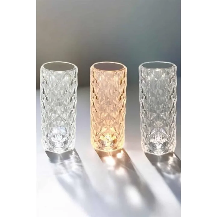 Mey İthalat® Gece Lambası Kristal Lamba Dokunmatik Şarjlı Hediyelik