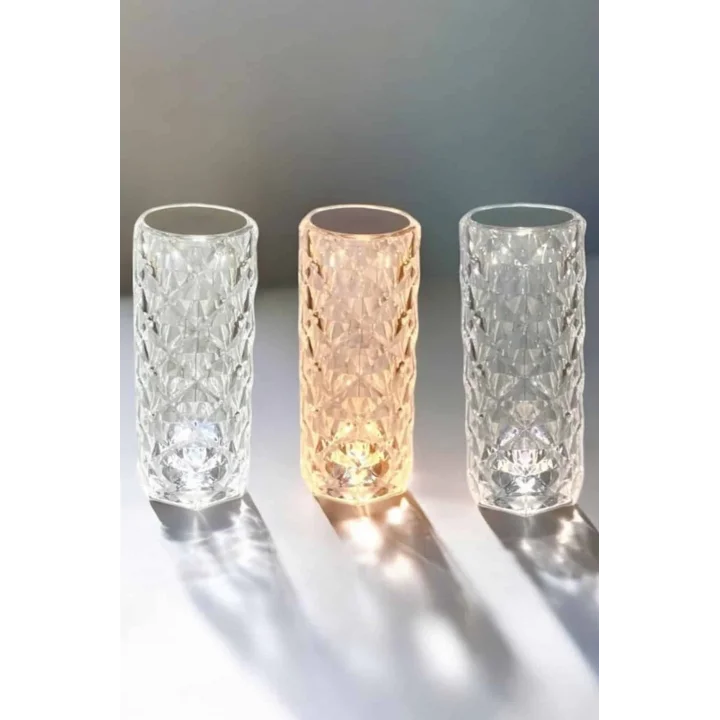 Mey İthalat® Gece Lambası Kristal Lamba Dokunmatik Şarjlı Hediyelik