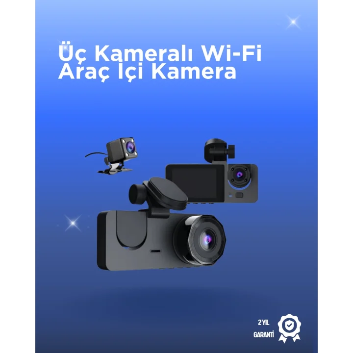 Mey İthalat® Gelişmiş G-Sensörlü Üçlü Araç Kamerası – 5” LCD Ekran ve Hareket Algılama