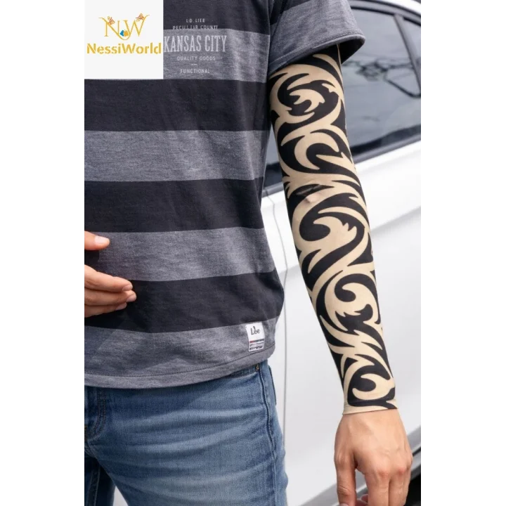 Mey İthalat® Giyilebilir Kol Dövmesi Çorap Dövme 3D Baskılı Kol Bacak Dövme 2 Adet Model 14