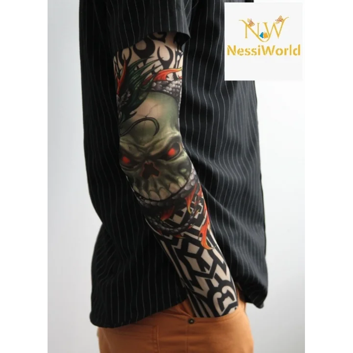 Mey İthalat® Giyilebilir Kol Dövmesi Çorap Dövme 3D Baskılı Kol Bacak Dövme 2 Adet Model 18