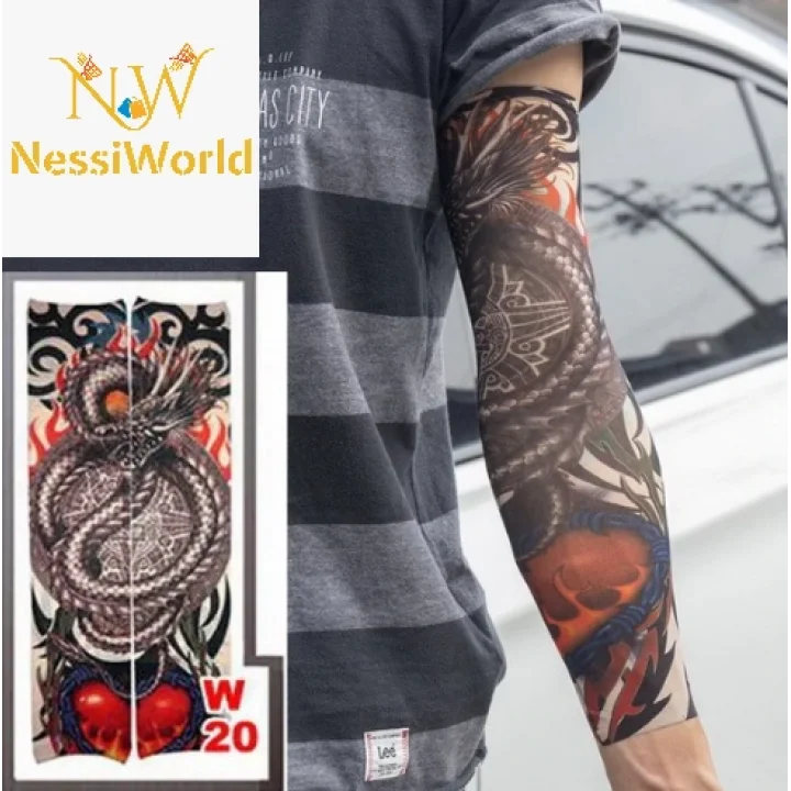 Mey İthalat® Giyilebilir Kol Dövmesi Çorap Dövme 3D Baskılı Kol Bacak Dövme 2 Adet Model 7